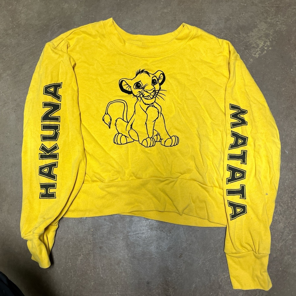 Disney Yellow and Black Sweatshirt with Cartoon Design